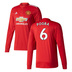adidas Manchester United Pogba #6 LS Soccer Jersey (Home 17/18)