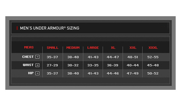 Under Armour Coldgear Size Chart